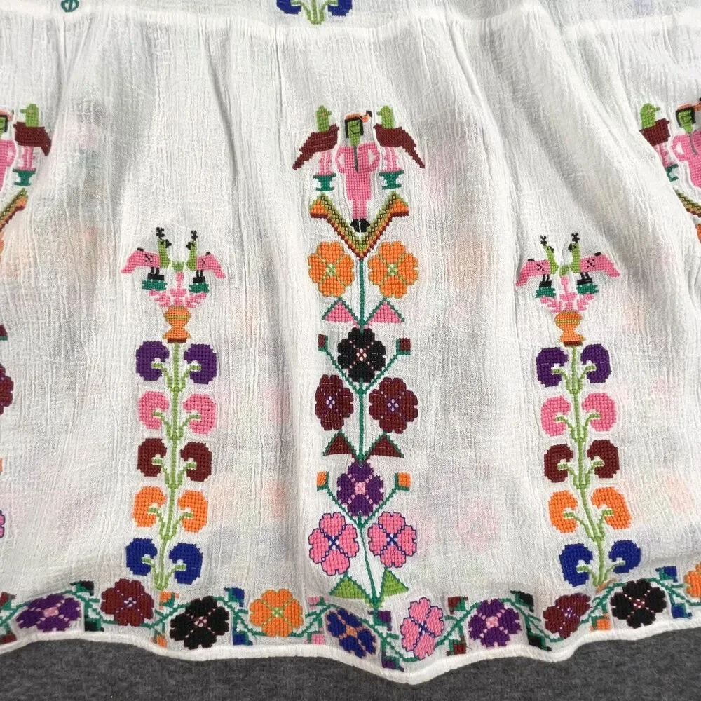 Melissa Odabash Pixi Maxi Skirt White Embroidered Cotton Size M Rare Sample Boho - Picture 5 of 11